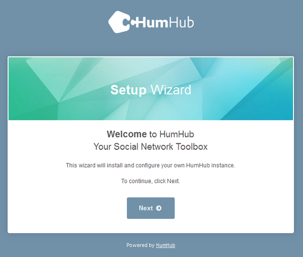 humhub installation welcome page