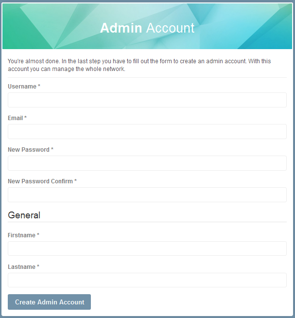 humhub social network installation - create admin account